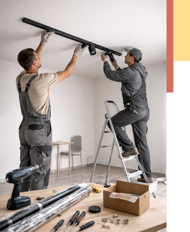 Установка трековых светильников в натяжной потолок в Тейково от 4567 руб. | ОТДЕЛОЧНИК-Ткв