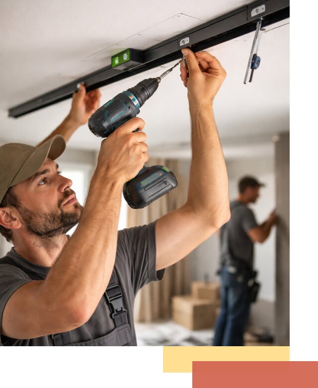 Установка трековых светильников в натяжной потолок в Тейково