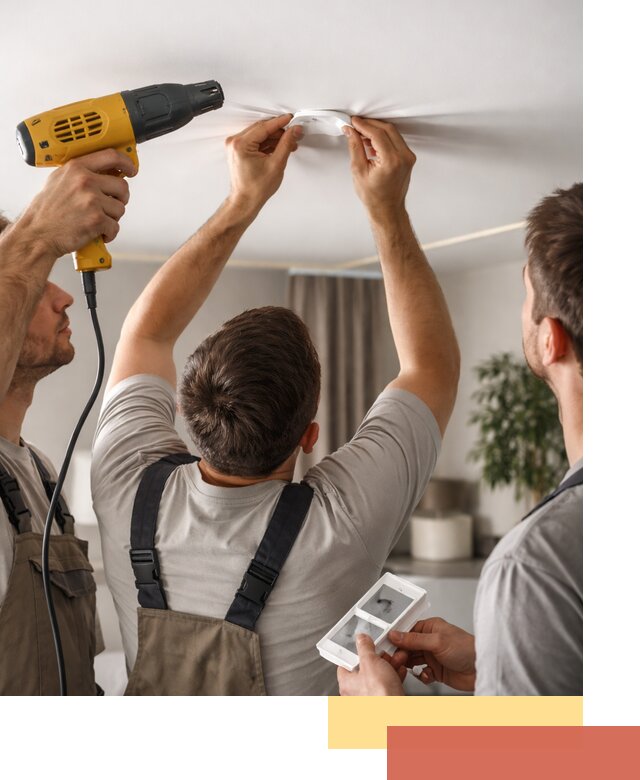 Ремонт прокола полотна натяжного потолка в Тейково