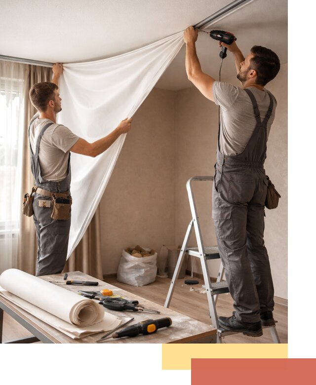 Замена полотна натяжного потолка в Тейково быстро и качественно