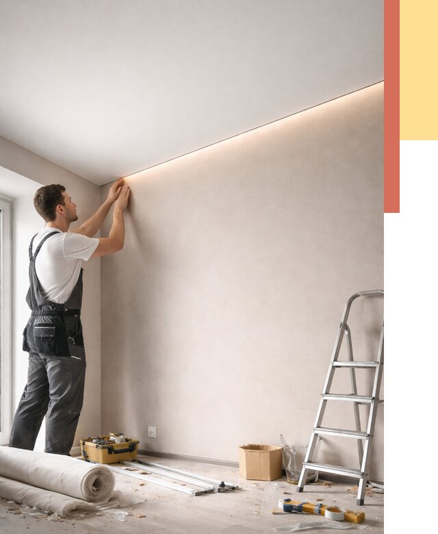 Теневые натяжные потолки в Тейково от 8916 руб. под ключ | ОТДЕЛОЧНИК-Ткв