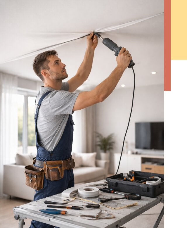 Ремонт натяжных потолков в Тейково от 10329 руб. под ключ — ОТДЕЛОЧНИК-Ткв