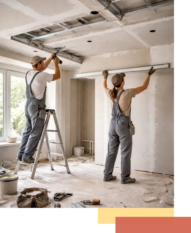 Монтаж многоуровневого потолка из гипсокартона в Тейково