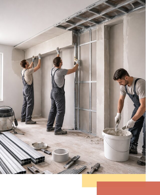 Монтаж потолка из гипсокартона с нишей в Тейково