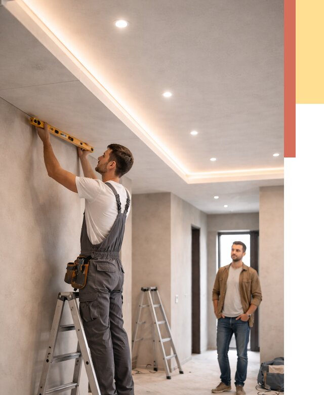 Потолок из гипсокартона с подсветкой в Тейково от 815 руб./м2 под ключ | ОТДЕЛОЧНИК-Ткв