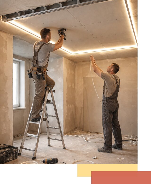 Потолок из гипсокартона с подсветкой в Тейково