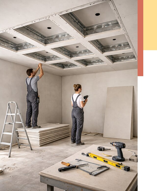 Кессонный потолок из гипсокартона в Тейково от 2012 руб. — монтаж и под ключ | ОТДЕЛОЧНИК-Ткв