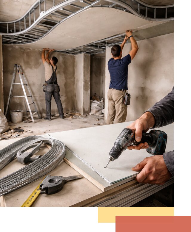 Криволинейный потолок из гипсокартона в Тейково — монтаж и отделка