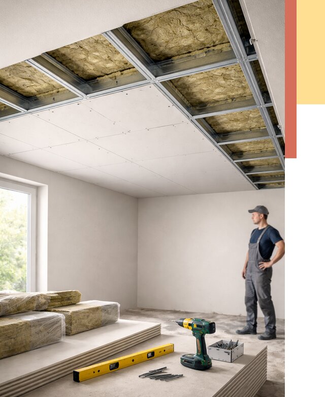 Звукоизоляция потолка ГКЛ в Тейково от 1033 руб. — монтаж под ключ | ОТДЕЛОЧНИК-Ткв