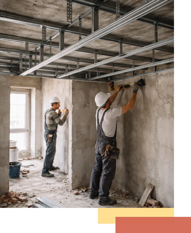 Монтаж каркаса потолка из профильного профиля в Тейково